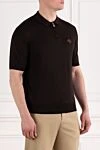 Brown knit polo shirt with zipper and ring Stefano Ricci - Zip logo. 100% cotton. Closure: Zipper. Country of manufacture: Italy. Care: specialized cleaning - photo 4
