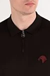 Brown knit polo shirt with zipper and ring Stefano Ricci - Zip logo. 100% cotton. Closure: Zipper. Country of manufacture: Italy. Care: specialized cleaning - photo 6