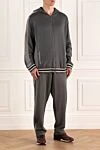 Stefano Ricci Men's sports suit made of cotton, silk and polyamide gray - Contrasting inserts. Hood. 48% cotton, 44% silk, 8% polyamide. Closure: Drawstring, zipper. Four side pockets. Country of manufacture: Italy. Care: specialized cleaning - photo 3