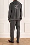 Men's sports suit made of cotton, silk and polyamide gray Stefano Ricci - Contrasting inserts. Hood. 48% cotton, 44% silk, 8% polyamide. Closure: Drawstring, zipper. Four side pockets. Country of manufacture: Italy. Care: specialized cleaning - photo 4