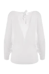 Women's blouse with ties on the back white Peserico - viscose, polyamide. Fastener: tie. Country of manufacture: Italy. Care: specialized cleaning - photo 6