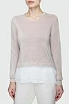 Peserico Beige linen and cotton jumper for women - flounce from below. 60% linen, 40% cotton. Country of manufacture: Italy. Care: specialized cleaning - photo 3