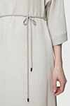 Peserico Beige acetate and viscose dress for women - Fastener: belt. contrasting edging at the neck. 67% acetate, 33% viscose. Country of manufacture: Italy. Care: specialized cleaning - photo 5