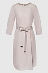 Peserico Beige dress with belt and buttoned short sleeves for women - Fastener: belt. short sleeves. 96% cotton, 4% elastane. Country of manufacture: Italy. Care: specialized cleaning - photo 1