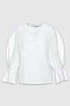 Peserico Women's blouse with ruffled sleeves white - transparent sleeve with frills. cotton. Country of manufacture: Italy. Care: specialized cleaning - photo 1