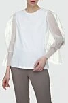 Women's blouse with ruffled sleeves white Peserico - transparent sleeve with frills. cotton. Country of manufacture: Italy. Care: specialized cleaning - photo 2