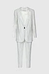 Peserico White linen pantsuit for women - slot, stripe pattern. 100% linen. buttons, hook. two side pockets, chest pocket, two trouser pockets. Lining: 100% cupro. Country of manufacture: Italy. Care: specialized cleaning - photo 1