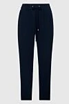 Peserico Women's black pants with white side stripes - two pockets. 100% polyester. elastic belt with lacing. Country of manufacture: Italy. Care: specialized cleaning - photo 1