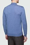 Men's jumper with a high stand-up collar made of cashmere and silk blue Cesare di Napoli - High collar stand. 70% cashmere, 30% silk. Country of manufacture: Italy. Care: specialized cleaning - photo 4