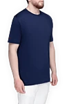 Kiton Blue cotton T-shirt for men - 100% cotton. Country of manufacture: Italy. Care: specialized cleaning - photo 3