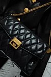 Givenchy Women's black bag with leather stitching - metal logo, chains, stitching. genuine leather. buttons, zipper. Country of manufacture: Italy. Care: specialized cleaning - photo 7