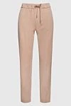 Panicale Women's cropped fit beige pants - two side pockets. 93% cotton, 7% elastane. elastic belt, drawstring. Country of manufacture: Italy. Care: specialized cleaning - photo 1