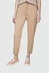 Women's cropped fit beige pants Panicale - two side pockets. 93% cotton, 7% elastane. elastic belt, drawstring. Country of manufacture: Italy. Care: specialized cleaning - photo 2