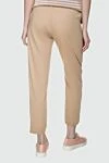 Panicale Women's cropped fit beige pants - two side pockets. 93% cotton, 7% elastane. elastic belt, drawstring. Country of manufacture: Italy. Care: specialized cleaning - photo 3