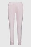 Panicale Women's cropped fit light pink pants - cuffs. two side pockets. 97% cotton, 3% elastane. elastic belt. Country of manufacture: Italy. Care: specialized cleaning - photo 1