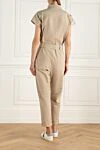 Beige overalls for women Panicale - 65% cotton, 25% linen, 7% nylon, 3% elastane. buttons, belt. two side pockets. Country of manufacture: Italy. Care: specialized cleaning - photo 4