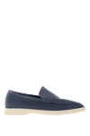Loro Piana Summer walking moccasins made of blue suede for men - contrast sole. 100% suede. Color: blue. Country of manufacture: Italy. Care: specialized cleaning - photo 1