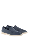 Summer walking moccasins made of blue suede for men Loro Piana - contrast sole. 100% suede. Color: blue. Country of manufacture: Italy. Care: specialized cleaning - photo 2