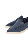 Summer walking moccasins made of blue suede for men Loro Piana - contrast sole. 100% suede. Color: blue. Country of manufacture: Italy. Care: specialized cleaning - photo 4