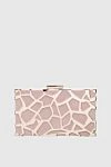 Olga Berg Pink polyamide clutch for women - metal pattern. Fastener: button. metal, polyamide. Country of manufacture: Italy. Care: specialized cleaning - photo 1