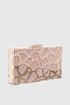 Olga Berg Pink polyamide clutch for women - metal pattern. Fastener: button. metal, polyamide. Country of manufacture: Italy. Care: specialized cleaning - photo 3