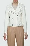 Fleur de Paris White genuine leather jacket for women - oblique zipper. 100% genuine leather. Closure: zipper. two side pockets, one chest pocket, one with flap. Country of manufacture: Italy. Care: specialized cleaning - photo 3