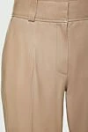 Fleur de Paris Beige leather pants for women - two pockets. 100% leather. zipper, hook. Country of manufacture: Italy. Care: specialized cleaning - photo 5