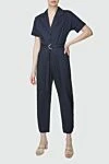 Jumpsuit made of cotton and elastane blue for women Peserico - 97% cotton, 3% elastane. buttons, belt. two side pockets. Country of manufacture: Italy. Care: specialized cleaning - photo 2