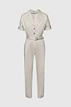 Peserico Beige cotton and elastane jumpsuit for women - buttons. 97% cotton, 3% elastane. Closure: buttons. two side pockets. Country of manufacture: Italy. Care: specialized cleaning - photo 1