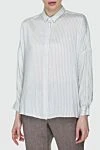 Peserico Women's classic striped shirt-blouse white - striped pattern. viscose, silk. zipper. Country of manufacture: Italy. Care: specialized cleaning - photo 3