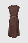 Peserico Brown cotton dress for women - Fastener: belt. sleeveless. 97% cotton, 3% elastane. Country of manufacture: Italy. Care: specialized cleaning - photo 1