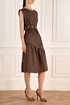 Peserico Brown cotton dress for women - Fastener: belt. sleeveless. 97% cotton, 3% elastane. Country of manufacture: Italy. Care: specialized cleaning - photo 3