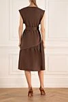 Brown cotton dress for women Peserico - Fastener: belt. sleeveless. 97% cotton, 3% elastane. Country of manufacture: Italy. Care: specialized cleaning - photo 4