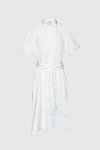 Peserico White cotton dress for women - belt, buttons. short sleeve. 97% cotton, 3% elastane. Country of manufacture: Italy. Care: specialized cleaning - photo 1