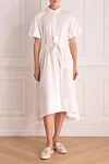 White cotton dress for women Peserico - belt, buttons. short sleeve. 97% cotton, 3% elastane. Country of manufacture: Italy. Care: specialized cleaning - photo 2