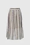 Peserico Women's beige midi skirt with stripes - striped pattern. 58% polyamide, 23% cotton, 11% polyester, 6% metal. elastic belt. Country of manufacture: Italy. Care: specialized cleaning - photo 1