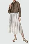 Women's beige midi skirt with stripes Peserico - striped pattern. 58% polyamide, 23% cotton, 11% polyester, 6% metal. elastic belt. Country of manufacture: Italy. Care: specialized cleaning - photo 2