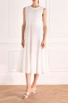 White cotton dress for women Peserico - sleeveless. 94% cotton, 6% elastane. Fastener: hooks. Country of manufacture: Italy. Care: specialized cleaning - photo 2