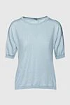 Peserico Blue cotton blouse for women - short sleeve. cotton. Country of manufacture: Italy. Care: specialized cleaning - photo 1