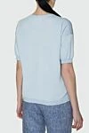 Blue cotton blouse for women Peserico - short sleeve. cotton. Country of manufacture: Italy. Care: specialized cleaning - photo 4