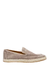 Doucal`s Beige suede slip-ons for men - contrast sole, stitching, straw sole. leather interior, top height 8 cm. 100% suede. Insole: leather. Country of manufacture: Italy. Care: specialized cleaning - photo 1