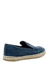 Blue suede slip-ons for men Doucal`s - contrast woven sole. leather interior, platform height 2 cm. 100% suede. Country of manufacture: Italy. Care: specialized cleaning - photo 4