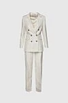 Peserico White women's trouser suit made of linen and viscose - slot, stripe pattern. 59% linen, 41% viscose. buttons, hook. two side pockets. Country of manufacture: Italy. Care: specialized cleaning - photo 1