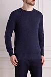 Loro Piana Blue cashmere jumper for men - Decorative knitting. 100% cashmere. Country of manufacture: Italy. Care: specialized cleaning - photo 3