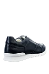 Black leather sneakers for men Kiton - contrast sole, logo. 100% genuine leather. laces. height 2 cm. Country of manufacture: Italy. Care: specialized cleaning - photo 4