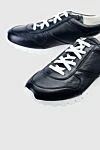 Kiton Black leather sneakers for men - contrast sole, logo. 100% genuine leather. laces. height 2 cm. Country of manufacture: Italy. Care: specialized cleaning - photo 5