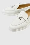 Cesare di Napoli White suede loafers for women - metal elements. suede. Heel height: 2 cm. Country of manufacture: Italy. Care: specialized cleaning - photo 5