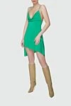 The Andamane Green viscose dress for women - sleeveless, asymmetric bottom, ruffle. 95% viscose, 5% elastane. Country of manufacture: Italy. Care: specialized cleaning - photo 3