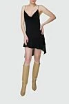 The Andamane Black viscose dress for women - sleeveless, asymmetric bottom, ruffle. 95% viscose, 5% elastane. Country of manufacture: Italy. Care: specialized cleaning - photo 3