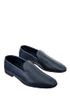 Pellettieri di Parma Blue leather loafers for men - weaving, contrasting sole. 100% leather. platform height 2cm. Country of manufacture: Italy. Care: specialized cleaning - photo 3